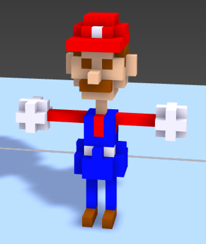 A voxel character standing in a T pose